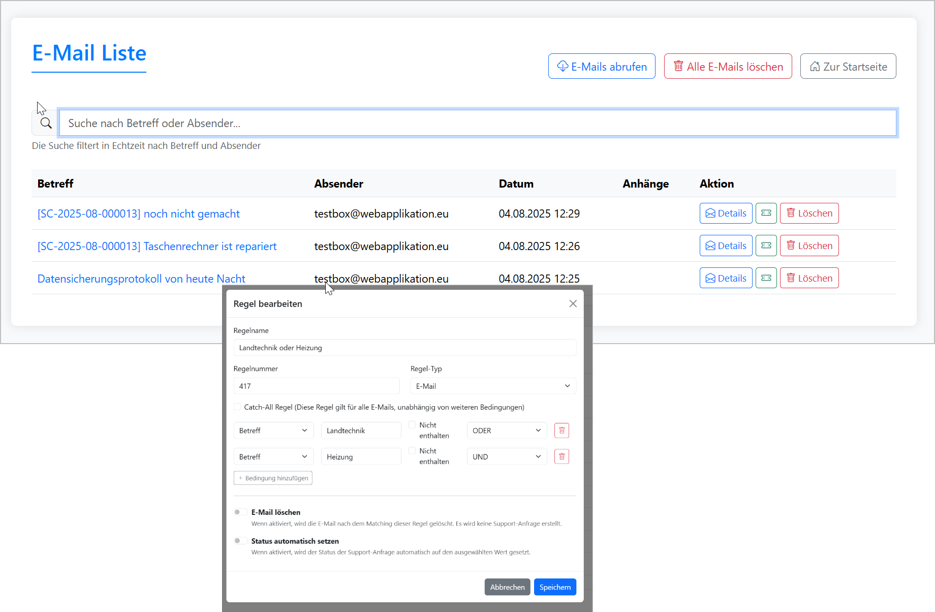 E-Mail-Funktionalität