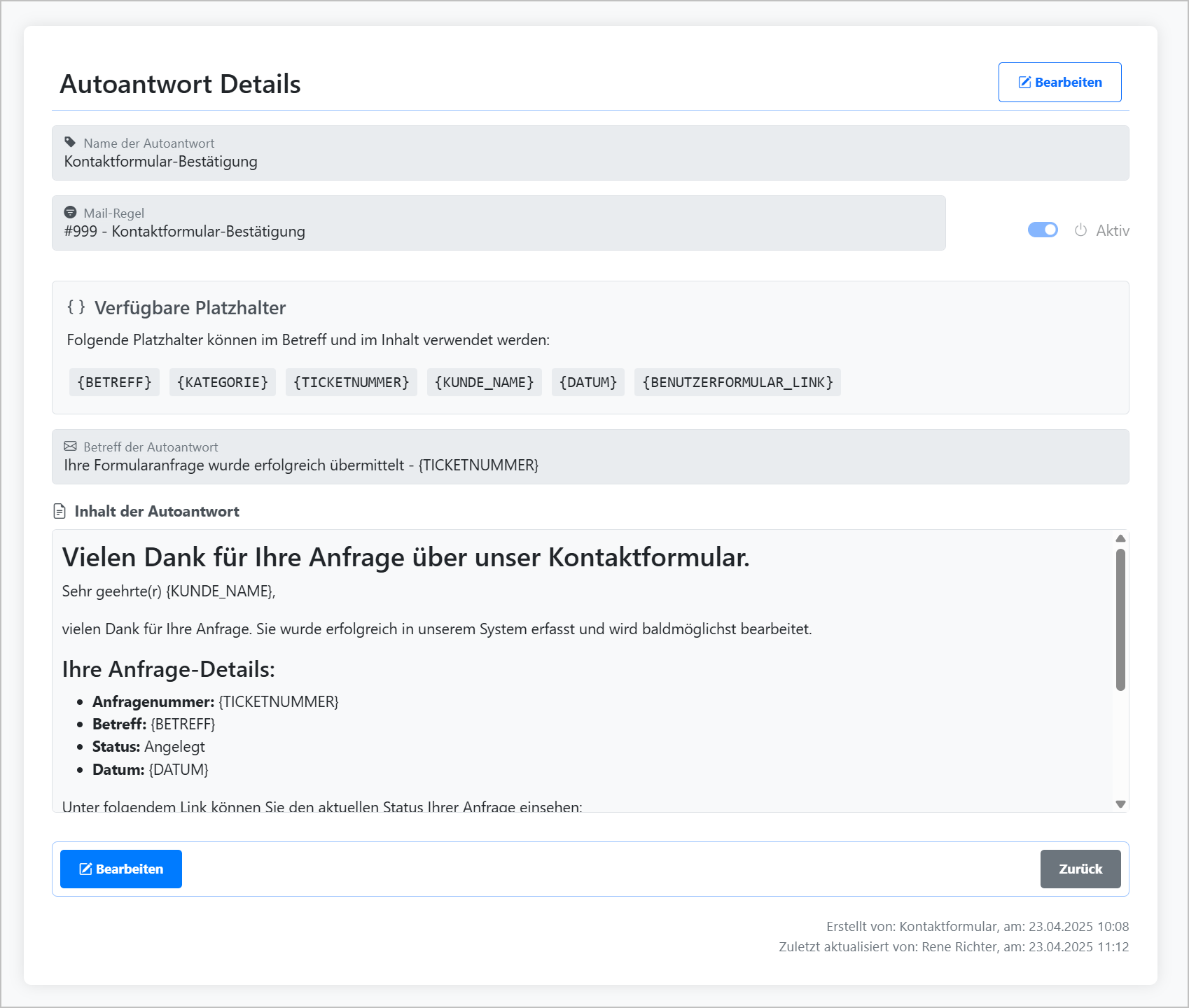 Automatische Antworten