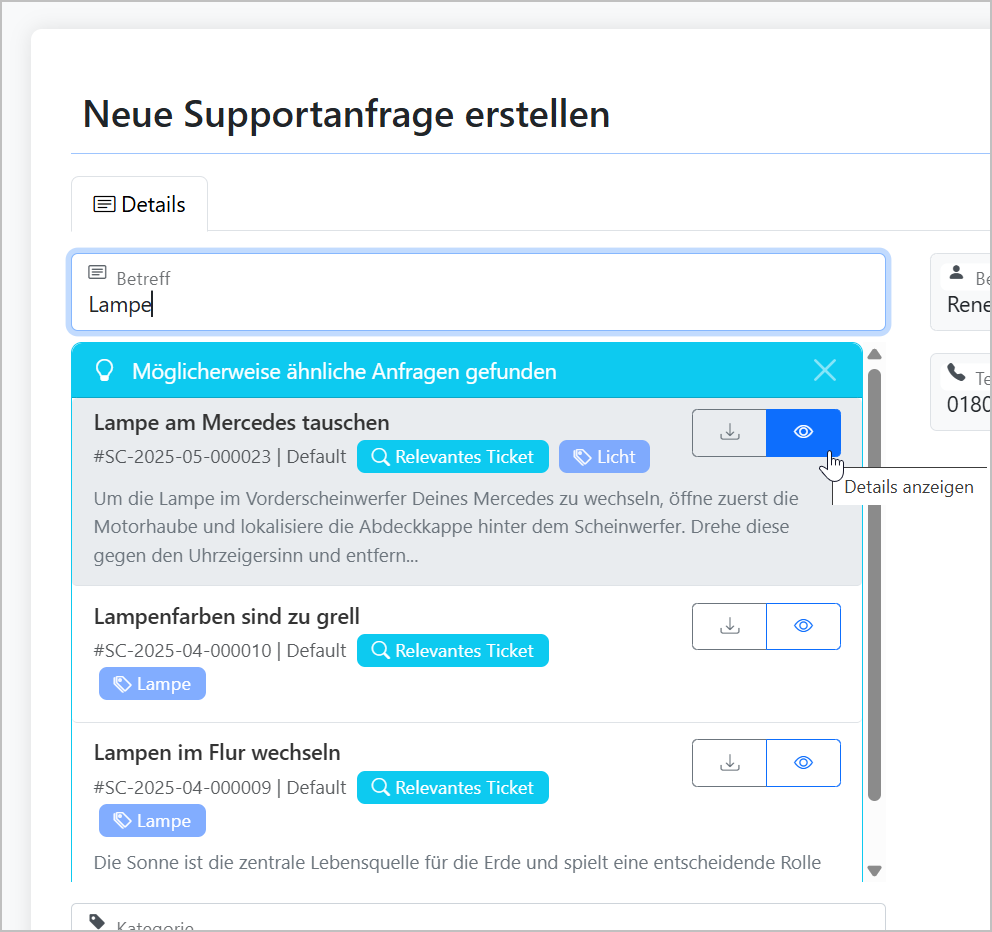Ähnliche Ticketsuche