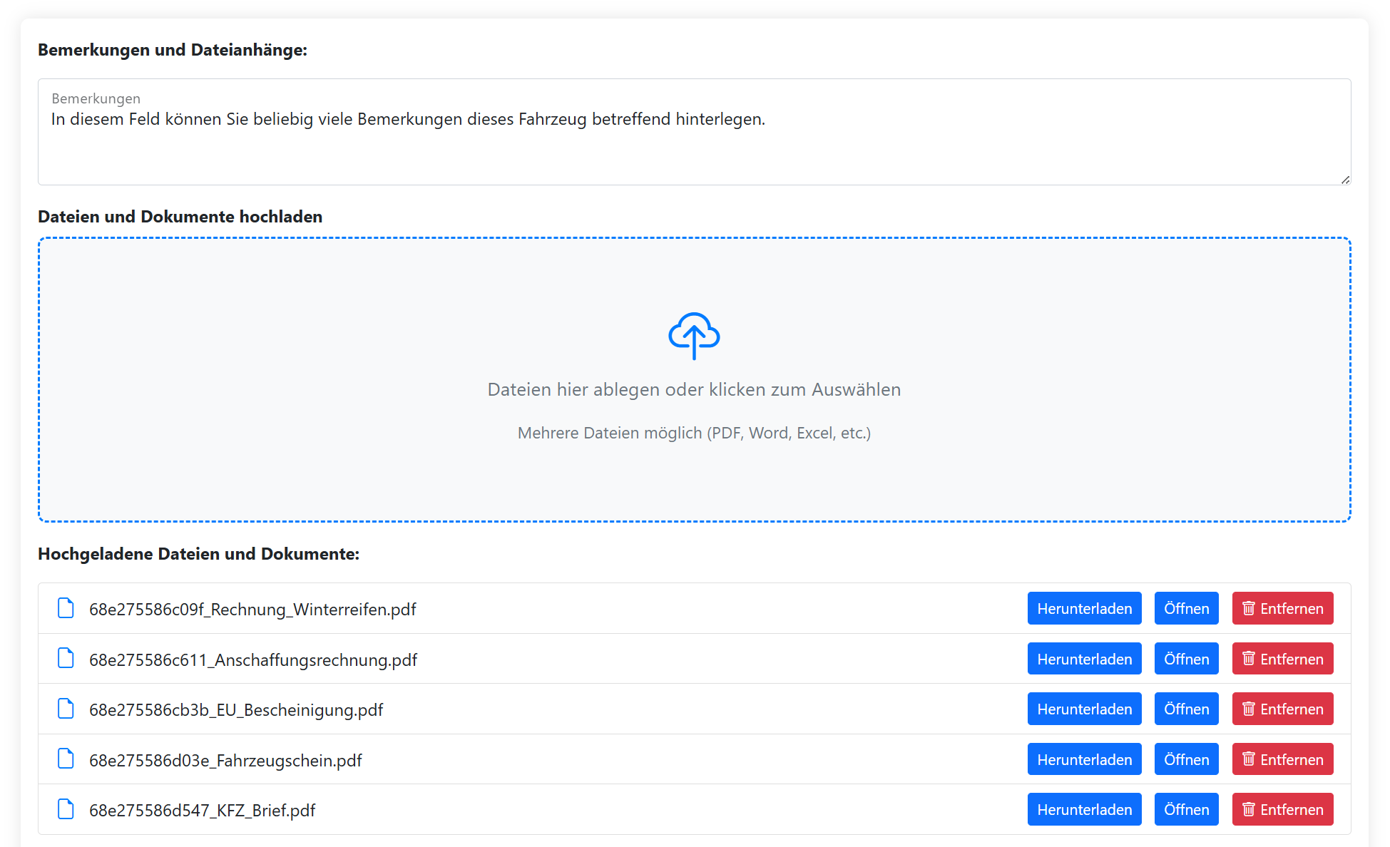 Beliebig viele Anhänge