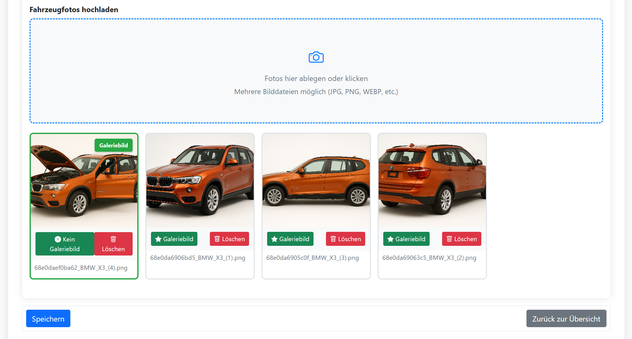 Beliebig viele Fahrzeugfotos