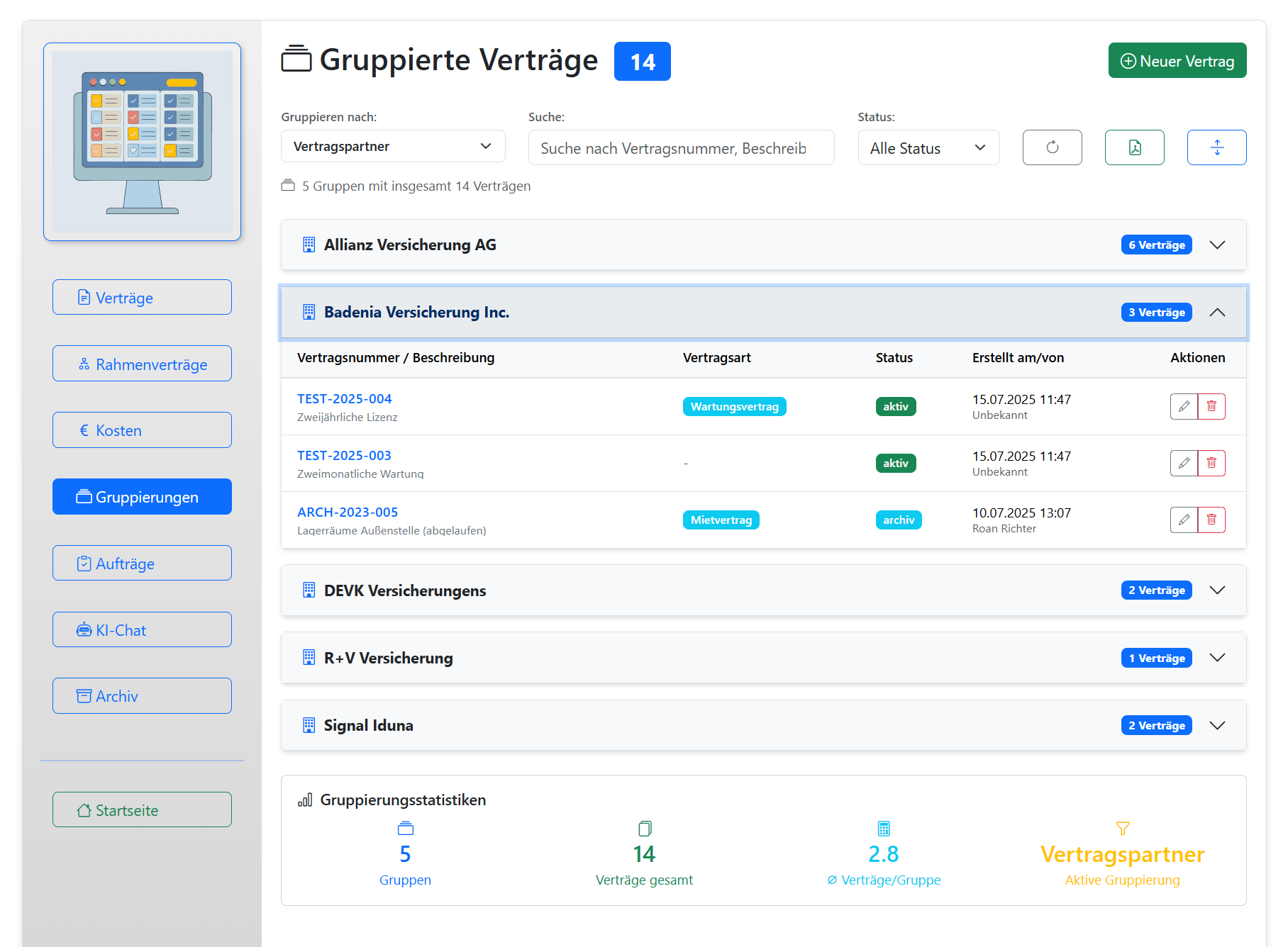 Erweiterte Listen mit Gruppierung und Filterung