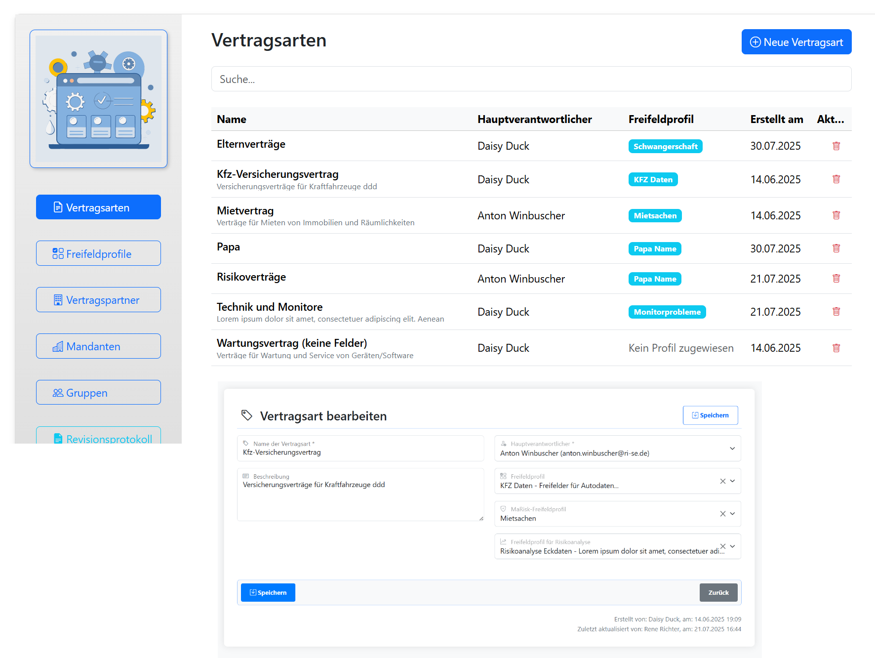 Vertragsarten-Konfiguration
