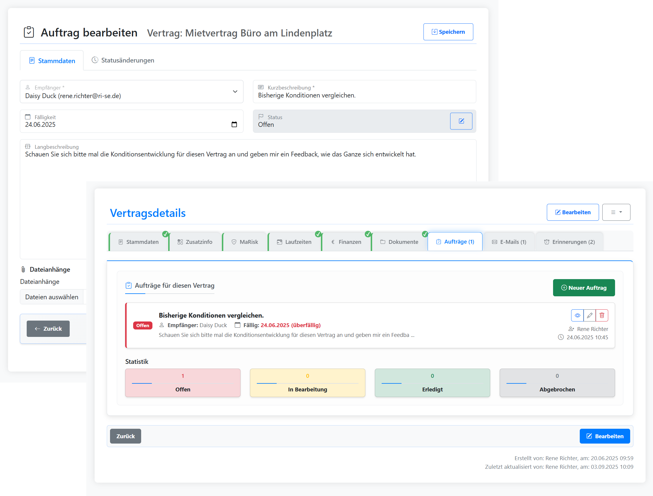 Integriertes Auftragsmodul